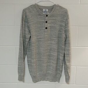 OLD NAVY FINE GAUGE100% COTTON KNIT BUTTON UP CREWNECK LIGHTWEIGHT SWEATER TALL